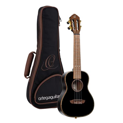 Ortega Guitars Ukulélé Concert noir – Série Onyx – housse Deluxe incluse – épicéa/acajou (RUOX-CC) - Les Beatles, Paul McCartney, John Lennon, RIngo Starr, George Harrison Ortega Guitars Ukulélé Concert noir - Série Onyx - housse Deluxe incluse - épicéa/acajou (RUOX-CC)