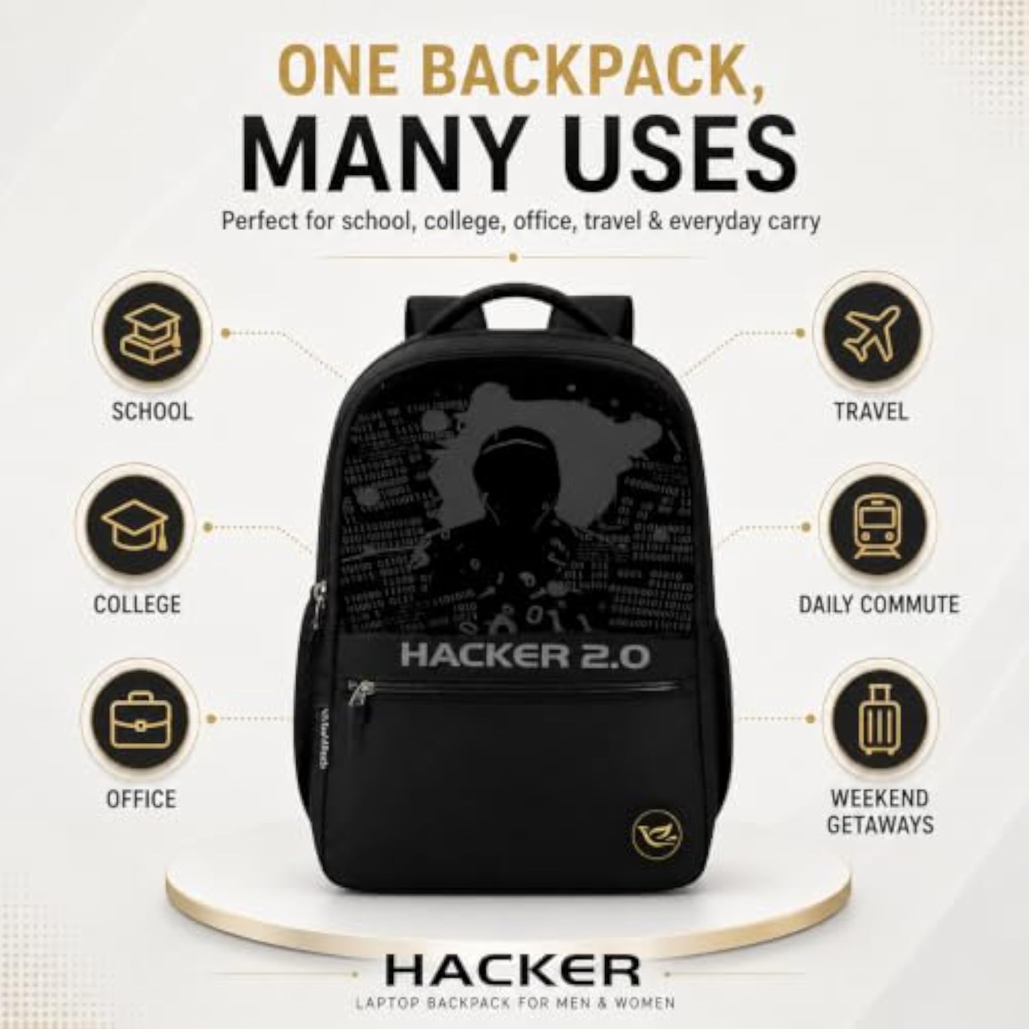 Stylish 2.0 Printed Laptop Backpack for Men & Women