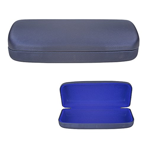 OptiPlix Clamshell Hard Shell Glasses Case - Durable Protective Holder for Sunglasses and Eyeglasses - Deluxe Brushed Finish with Soft Interior - Large - Royal Blue