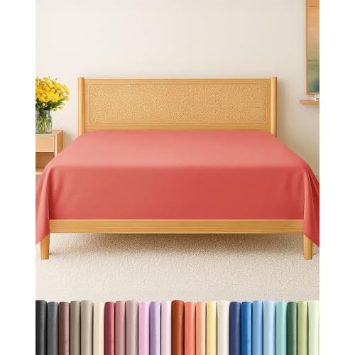 Twin Size Flat Sheet - Hotel Quality Top Flat Bed Sheet Only - Ultra-Soft, Comfy, Breathable & Cooling - Fade & Wrinkle Free - Easy-Care, Stain & Shrink Resistant Bedding - Easy-Fit & Oeko-T