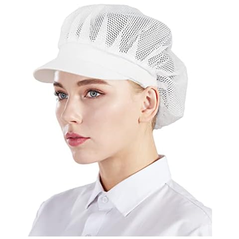Nanxson 3pcs Chef Hat Kitchen Cooking Chef Cap Food Service Hair Nets for Women CF9062 (White FullMesh*3, One Size) Cover