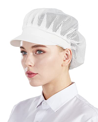 Nanxson 3pcs chef chapeau cuisine cuisson chef casquette service alimentaire filets de cheveux pour les femmes CF9062 (Demi-maille blanche * 3, 1), Taille...