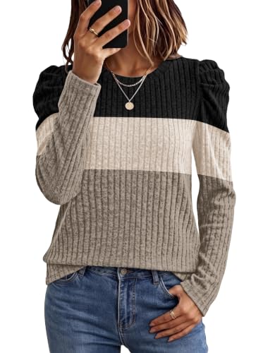 WIHOLL Fall Outfits for Women Puff Long Sleeve Shirts Lightweight Sweaters