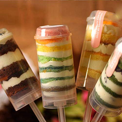 Angoily 20Pcs Push Up Cake Shooter Ronde Vormige Push Pops Plastic Cake Containers Pusher Clear Cakevorm Met Deksels… - Afbeelding 4