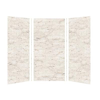 Transolid SWK363672-48 SaraMar 36-in X 72-in Glue 3-Piece Shower Wall Kit, Biscotti Marble, 54 Sq Ft