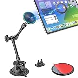 Kolasels Magnetic Tablet Holder for Car - Strong Magnet, Metal Arm Dashboard Windshield iPad Suction Mount for Truck, Pickup, SUV, Van, Fit for 4-11' iPad Pro/Air/Mini, Galaxy Tabs, iPhone
