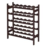 SONGMICS Bamboo Wine Rack, 5-Tier Storage Shelf, Holds 30 Bottles, Freestanding Display Stand Shelves, Wobble-Free, Espresso UKWR25BR