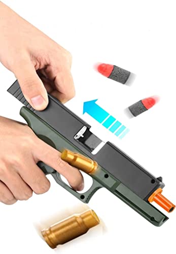 Toy Gun With Soft Bullets, Shell Ejecting Foam Bullet Blaster Toy Pistol Model, Non-Aggressive Shooting Game Educational Toys Gifts For Kids Boys Girls Adults Ages 14+ (Green) #TOP2