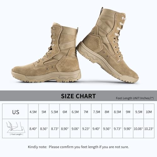 Free Soldier Women'S Tactical Boots 8 Inches Lightweight Combat Boots Durable Suede Leather Military Work Boots Desert Outdoors Boots thumb #5