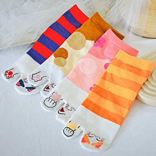Image of Artfasion Women Flip Flop Socks - Tabi Ankle Sock Colorful Two Toe Finger Running Socks for Womens Girls
