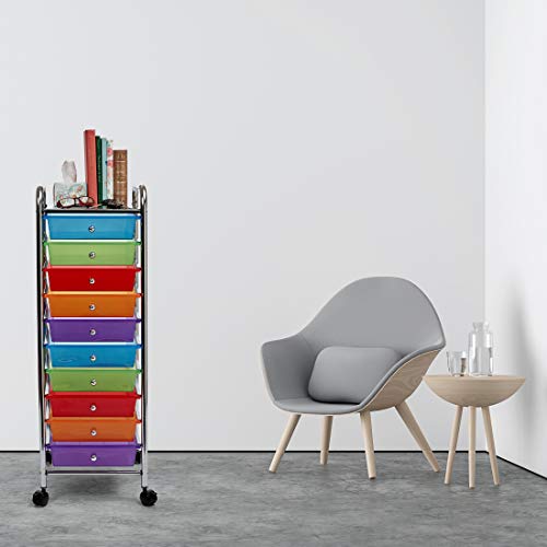 Seville Classics 10-Drawer Multipurpose Mobile Rolling Utility Storage Organizer Cart, Multicolor #TOP2