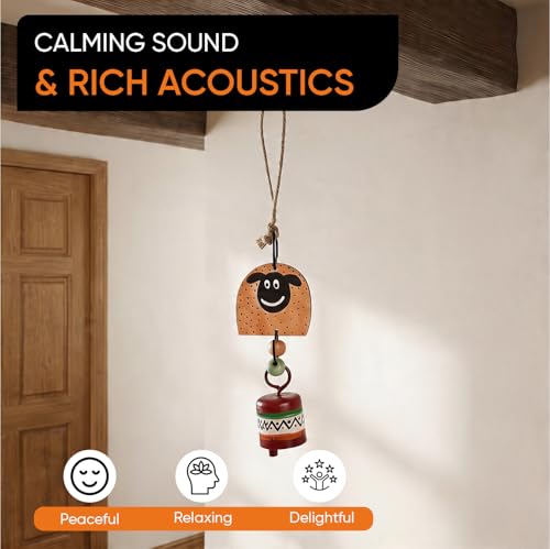 Image of Aakriti Art Creations Metal Bell Wind Chime | Modern Art Handmade Wooden & Metal Wind Chime | Matte Decorative Wind Chimes for Balcony, Garden & Home, Living Room & Gifting