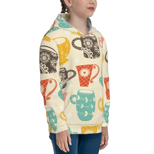 Vintage Cup Kids Pullover Hoodies Boys Sweatshirts Girls Athletic Clothes with Pocket3