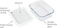Vista 5 de Sio GLASS storage containers with GLASS lids, NO PLASTIC, Set of 3, Airtight Small Medium Large for Food Meal Prep, Silcone Bowl Container (White)