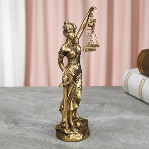 Estatua Lady Justice Diosa griega romana de justicia resina dorada miniatura 6
