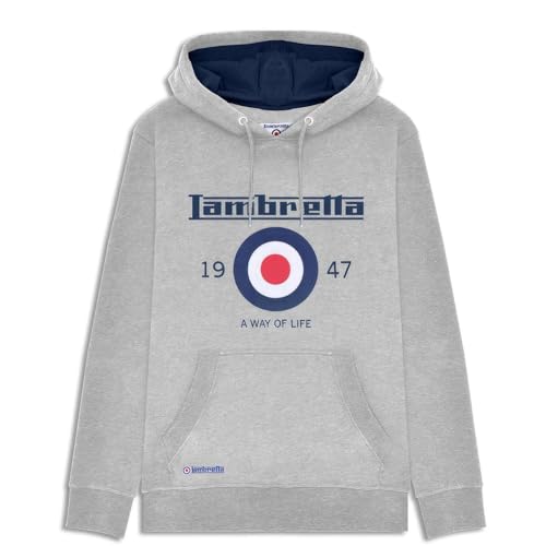 Lambretta Mens Target Hoodie Grey Marl L