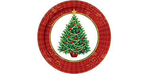 Amscan Twinkling Christmas Tree Paper Plates Value Pack, 50 Ct. | Party Tableware