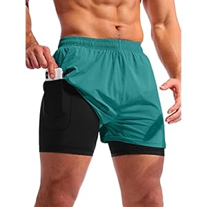 Pudolla Menâs 2 in 1 Running Shorts 5″ ...