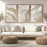 Ueiwffzo Poster 3er Set, Beige Abstrakt Leinwandbilder 