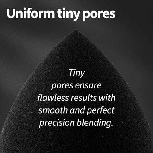 BEAKEY Makeup Sponge Set, Foundation Blending Beauty Sponge, Makeup Applicator Flawless for Liquid, Cream, and Powder, Latex Free and Vegan Makeup Sponges-5 Pcs Black - Image 5