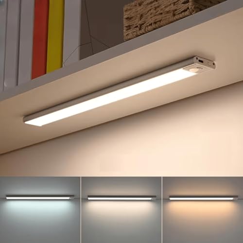 Image of Cabinet Lights Rechargeable 84 LED - Super Bright Stick-On Magnetic Light Bars, Motion Sensor, 3 Colour Temperatures, 5 Brightness Levels, 4 Modes, Kitchen, Pantry, Closet (20 CM) (Metal-Body)