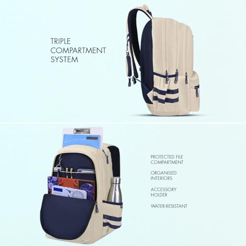 Image of Tommy Hilfiger High School & College Backpack Ridge | Large Capacity New York Print Student Bag with Vislon Zip | 3 Compartments | Extra Utility Pouch & Rain Cover | 38L Capacity
