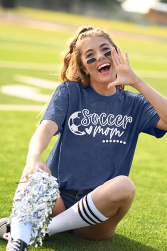 FASHGL Soccer Mom Shirts Women Game Day T Shirt Cute Football Mom Graphic Tee Funny Ball Mom Life Tee Tops2
