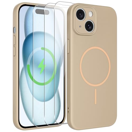 Jrester iPhone 15 Hülle mit Displayschutzfolie Gold