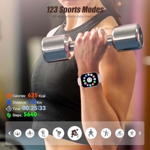 Image of Smart Watch, 2.01 inch HD Touchscreen Fitness Tracker with Bluetooth Calling, 120+ Sports Modes, 24 /7 Heart Rate Sleep Monitor, IP67 Waterproof Smartwatch Compatible with iOS Android (Pink)