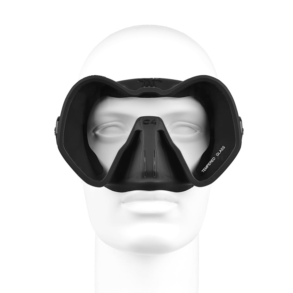 C4 Maschera Subacquea SKYLINE Antifog - Visione Panoramica Estrema, Monovetro Frameless, Silicone Anallergico, Tecnologia Plasma Antifog Permanente