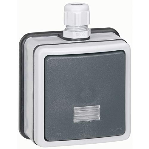Interrupteur va-et-vient bipolaire étanche Legrand 090464 gris voyant