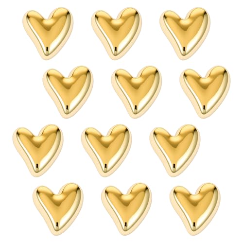 Set de 12 imanes decorativos dorados en forma de corazón miniatura 1