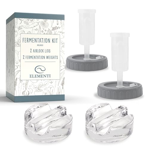 Image of Elementi Fermentation Weights Kit - Set of 2 Glass Fermenting Weights and Mason Jar Fermentation Lids for Wide Mouth Mason Jars - Sauerkraut and Pickling Kit