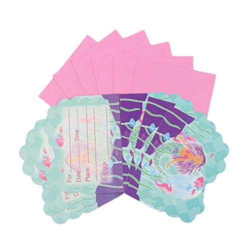 Partysanthe Mermaid Birthday Invitations,mermaid Invitations with Envelopes for Kids Birthday (20pcs Pack) - Image 2 thumbnail