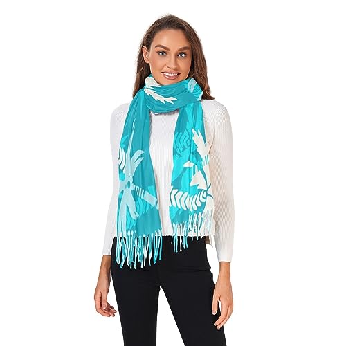 OTVEE Tropical Blue Coconut Palm Trees Womens Scarf Soft Shawl Wrap Tassels Scarf for Fall and Winter2