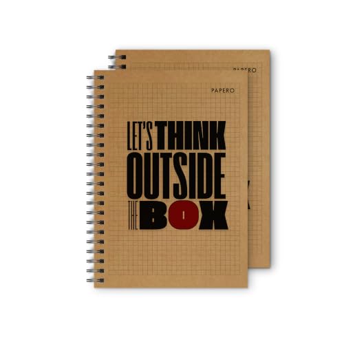 Image of PaperO Professional A5 Square Grid Notebook | 5MM Square Graph Design | A5 Size (21.0 x 14.5 cm) | Ideal for Architects & Designers | Kraft Cover | 100 Pages | (Red Grid-Pack of 2)