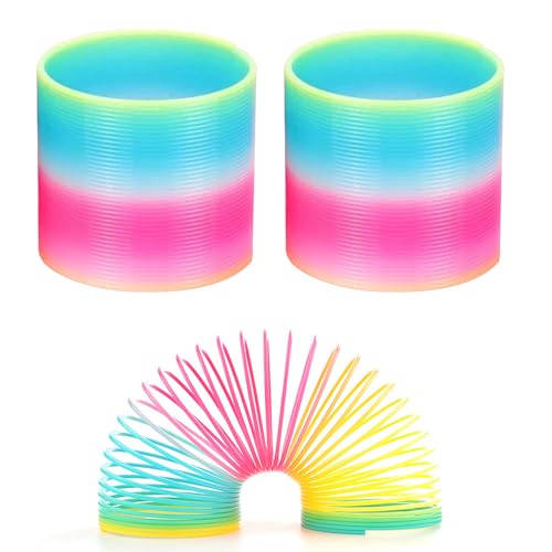 DALAETUS 2 Piezas Coloridos Juguete Set, 6.5 x 6cm Resorte para Fiestas o Regalos, Rainbow Spring Juguete para Niños y Niñas