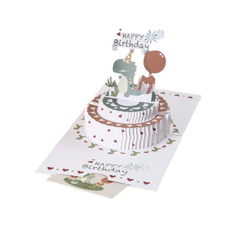 3D Foldable Birthday Greeting Card Cute Cartoon Theme Joyand Happiness Cards With Envelop Birthday Greeting Card INSStyle 3D Folding Cake Card Cute Cartoon DIY Small Card With Envelop