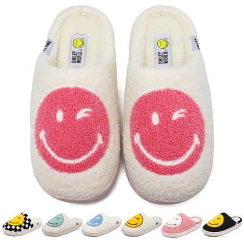 SMILEYWORLD® Pantoufles pour Femme Homme Chaussons d'hiver chauds en peluche et mousse à mémoire...