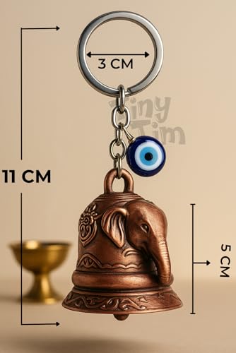 Image of Tiny Tim Guardian Bell with Evil Eye Charm - Protective Motorcycle & Car Accessory - Tibetan-Inspired Design - Wards Off Negative Energy - Ideal Gift for Bikers & Travelers