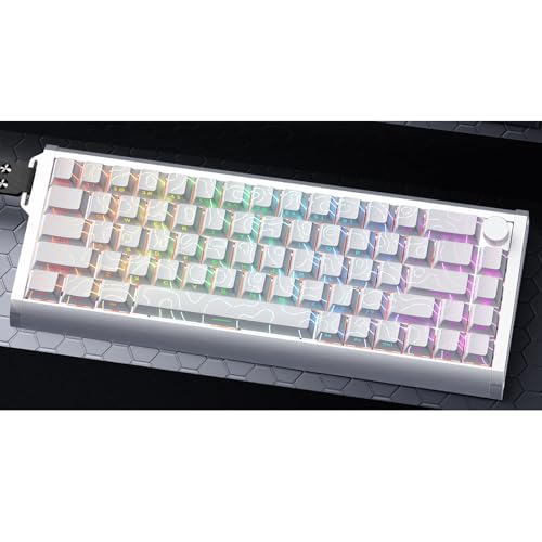 Image of MOLGRIA x SKYLOONG 60% Aluminum Gaming Keyboard, GK68 HE USB Wired Magnetic-Switch RGB Backlit Mechanical Keyboards with South-Facing Print Contour Line Keycap and Knob Multi-Layer Gasket (White)