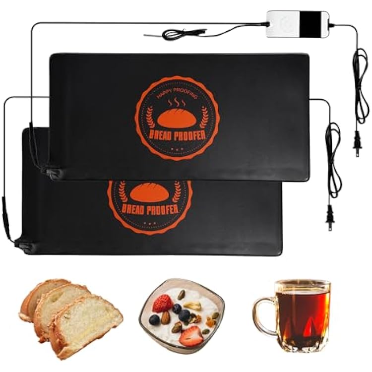 Bunmery Bread Proofing Mat 2 Pack, Sourdough Warming Mat, Sourdough Starter Warmer with Thermostat Temperature Control, Dough Proofer Heating mats for Home Kitchen Baking Food(10.6 x 21.6)