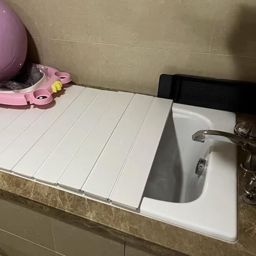 Rozszerzalna wodoodporna pokrywa wanny składana pokrywa z PCW i regulowana taca do kąpieli pasuje do większości wanien 150 x 75 x 12 cm idealna do spa Relaxat & t