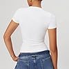Litthing Women's Basic Slim Fit T-Shirts Ladies Crop Tops Crew Neck T-Shirt Solid Black White Going Out Tops for Women UK Y2K Short Sleeve Shirts #1
