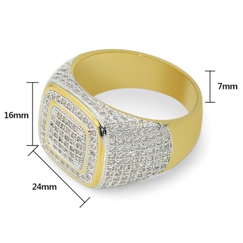 JINAO Rings for Men - Pinky Ring Iced out Cubic Zirconia 14K Gold Plated Anillos Para Hombre Signet Band Mens Jewelry2