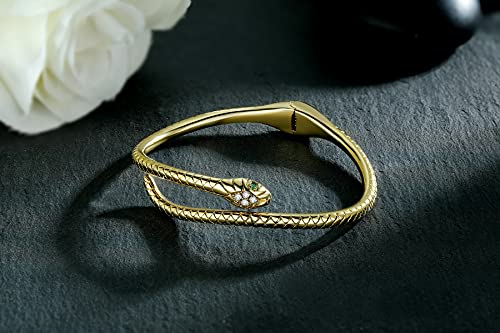 Presentski Snake Bracelets Gold Open Bangle Cuff Bracelet Snake Jewelry for Women Serpent Wrap Bypass Bracelet Adjustable3