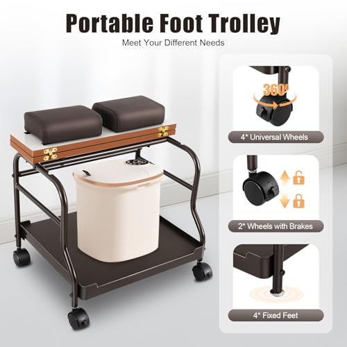 Carrito portátil para pedicura con ruedas y reposapiés miniatura 5