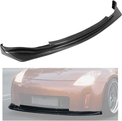 KUAFU 3Pcs Front Bumper Lip Spoiler Compatible with 2003-2005 Nissan 350Z Air Dams Chin Spoiler Splitter Lower Diffuser Guard Body Kit Protector Unfinished Black Plastic