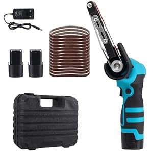 Cordless Belt Sander with Battery and Charger, 2800RPM Stepless Speed,Handheld Belt Sander with 15 Sanding Belts for Wood Metal Deburring and Polishing,Belt Sanders Battery Modified Belt Sanders Tool