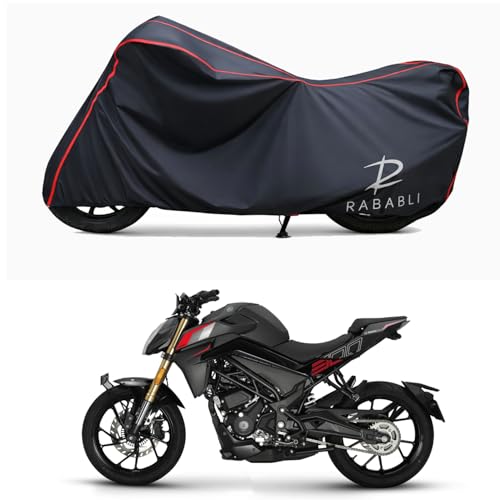 Image of Waterproof Bike Body Cover Compatible for | Keeway K300 N | Taffeta Fabric, Red Piping Design, Bottom Elastic Fit | Dustproof, Sun UV & Rain Protection for All Bikes